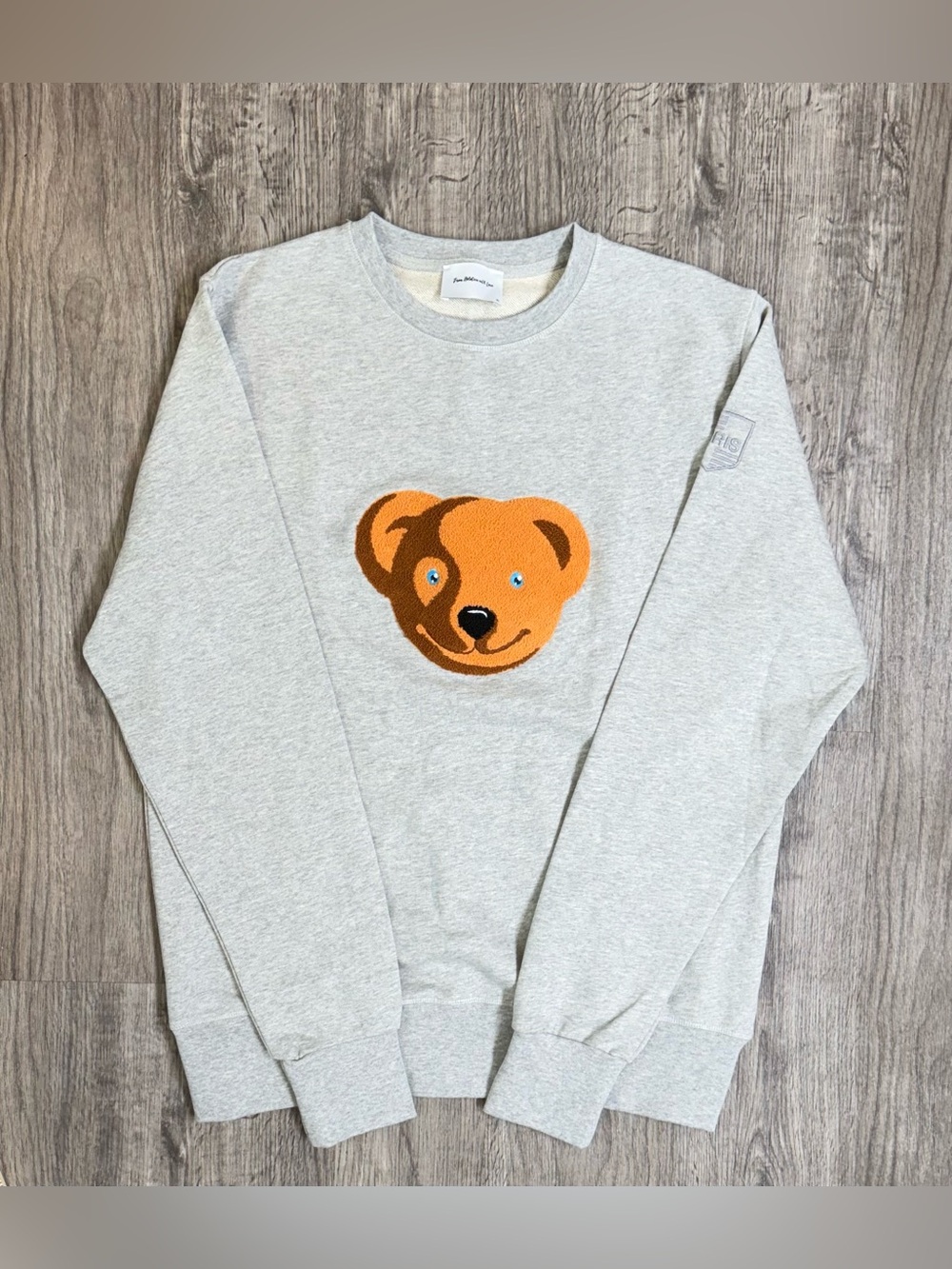 ORIS Watches 100% Cotton Teddy Bear Crewneck Sweatshirt Gray Comfortable RARE